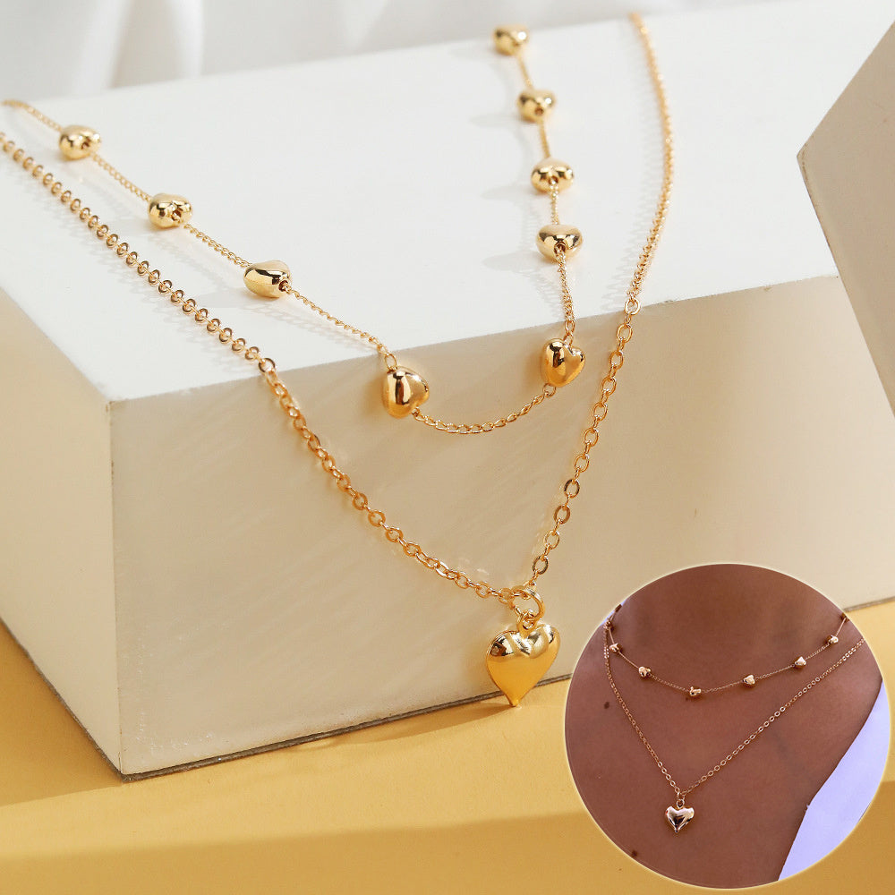 Gold Color Heart Necklace Fashionable Jewelry